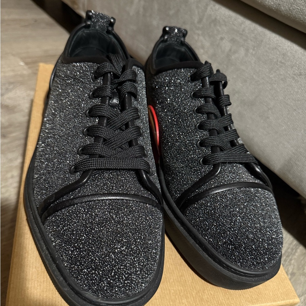Christian Louboutin Black Glitter Sneakers